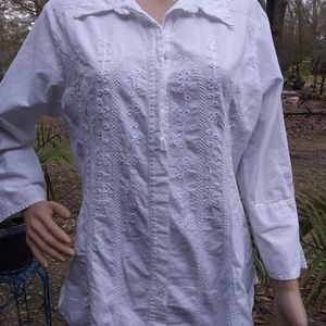 NWOT "Caamano" white button down designer top